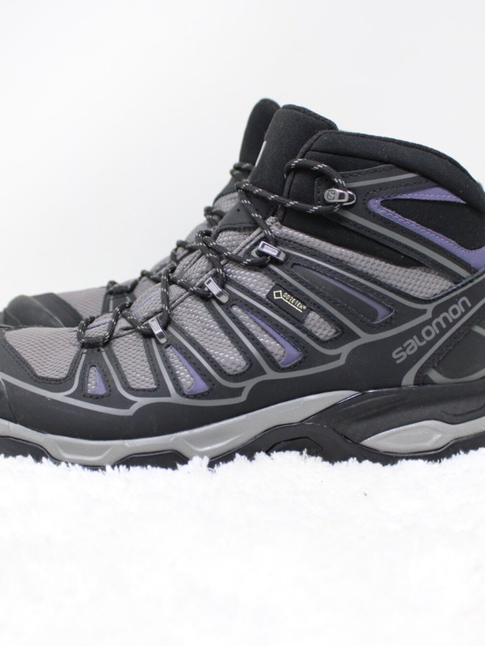 Salomon X Ultra Mid 2 Spikes GTX Boots Mens 9 Black Magnet Hiking Outdoor Shoes